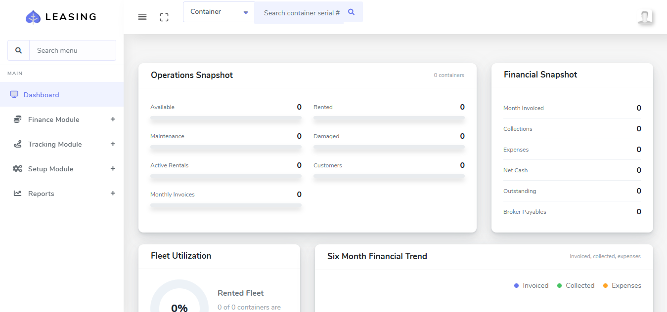 SAR Leasing operations and financial dashboard